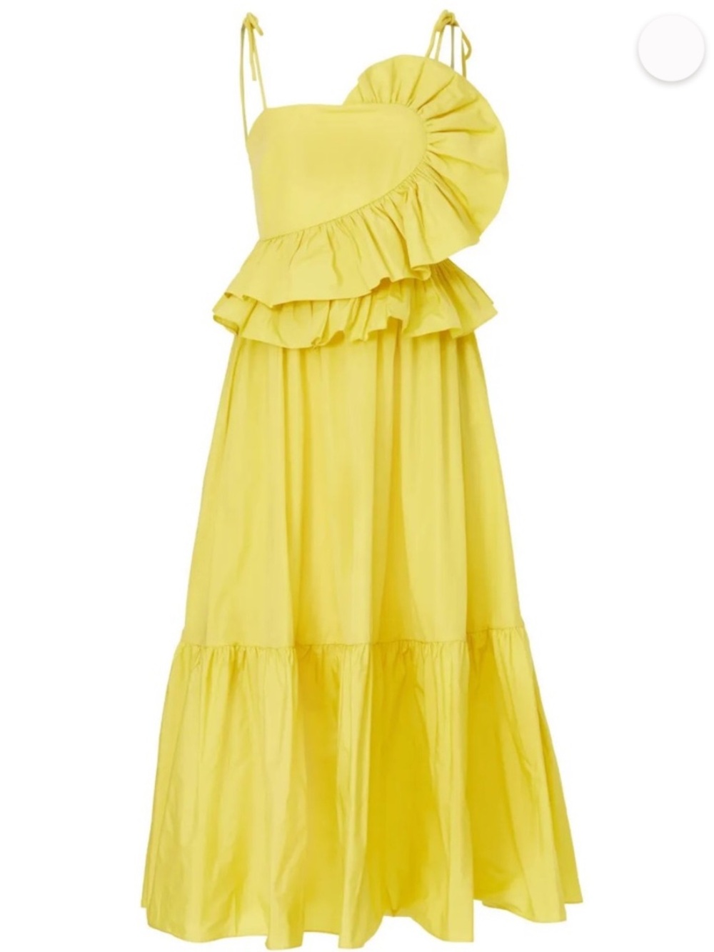 Tanya Taylor Bright Yellow Ruffle Tie-Strap Maxi Dress